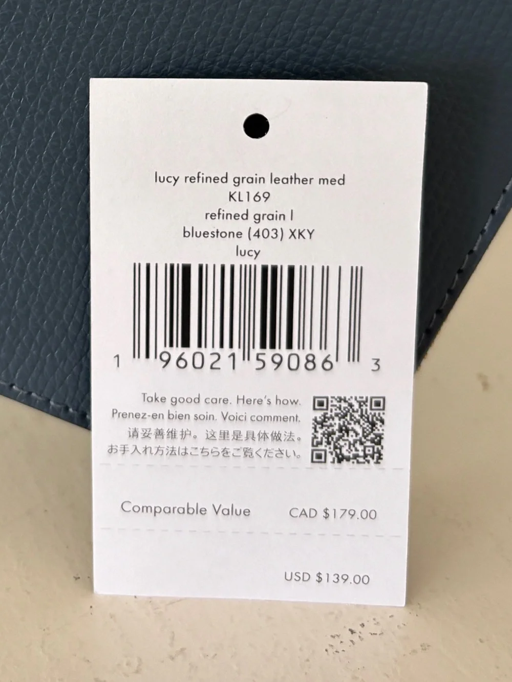 Kate Spade Lucy Refined Grain Leather Zip Wristlet Bluestone